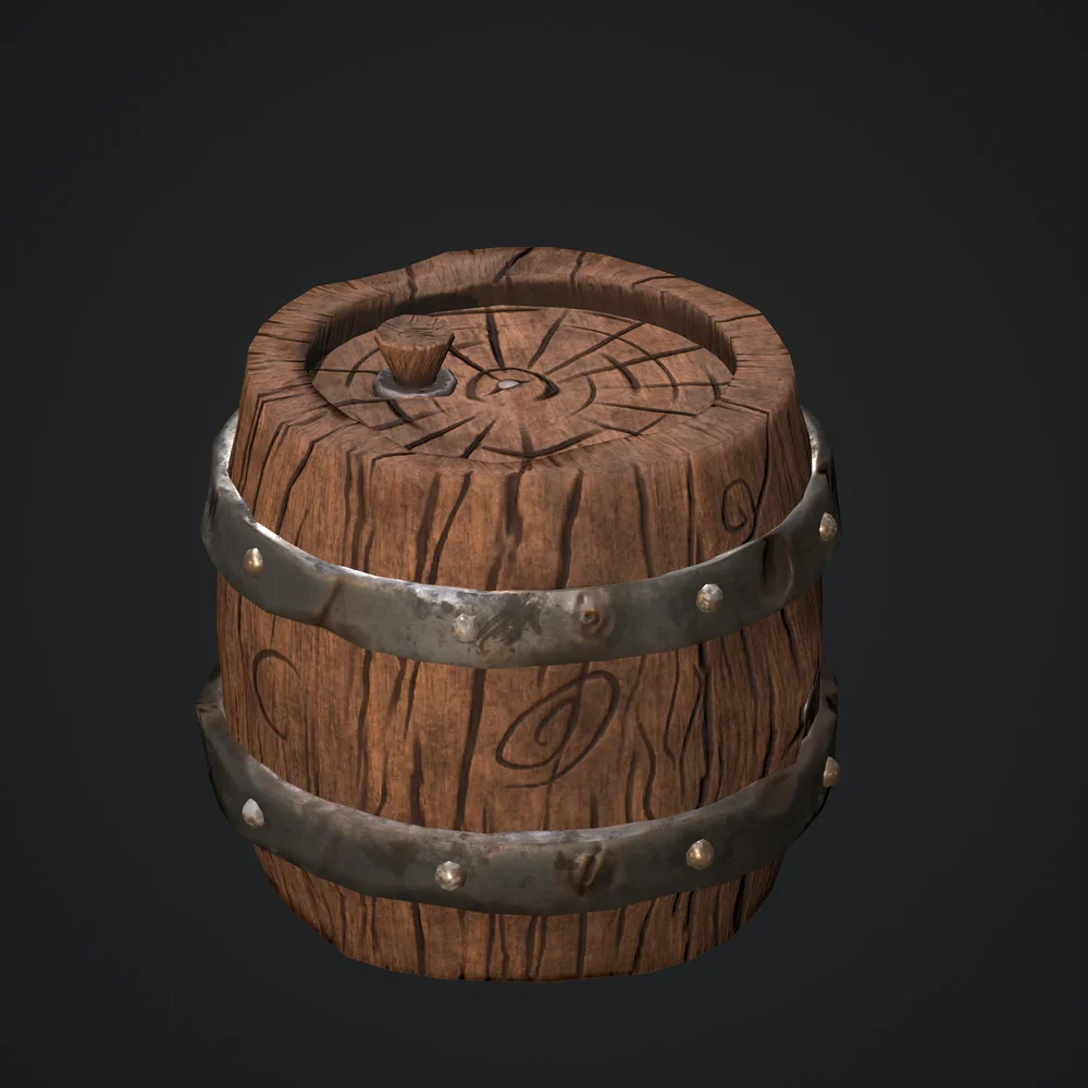 Stylized Wooden Barrel - Game Ready