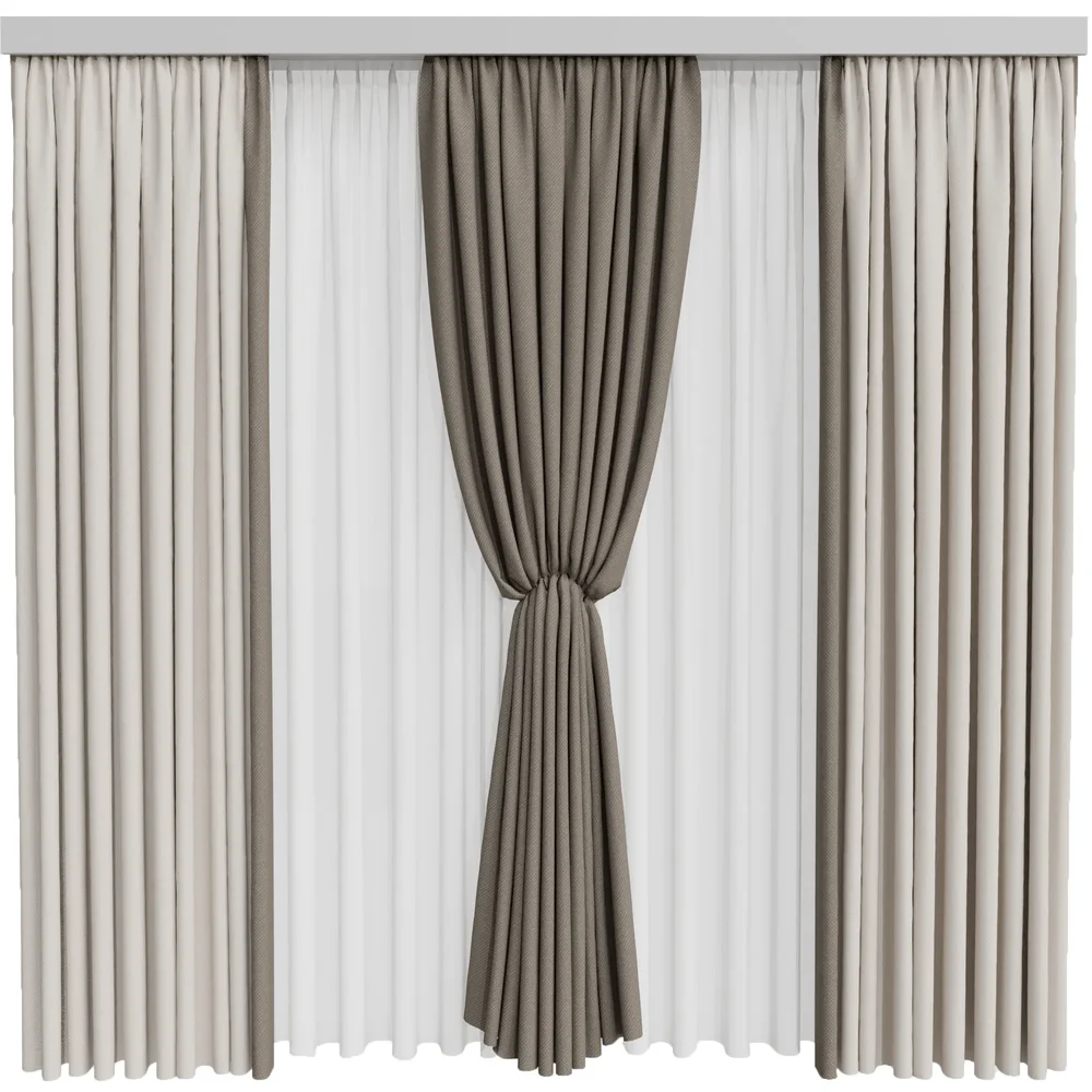 Silk And Cotton Curtain Combination