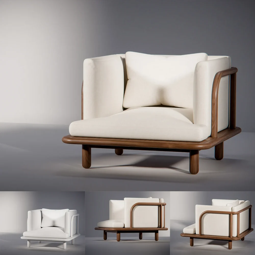 Cushions On Wood Frame Sofa