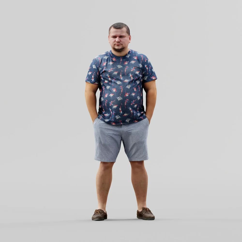 Man In Shirt And Shorts