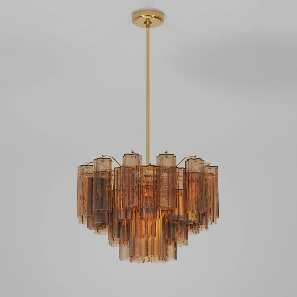 Amber Glass Tiered Chandelier