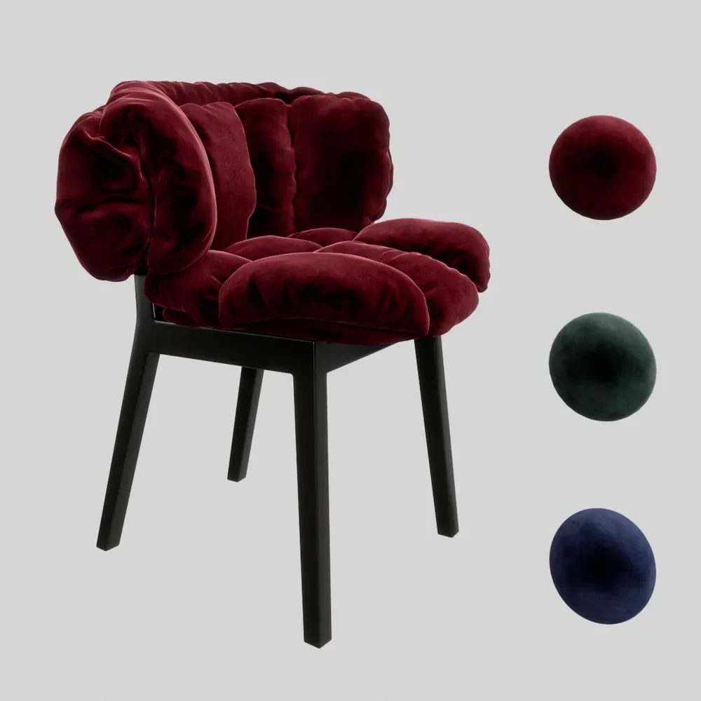 Edra Blue Velvet Dining Chair