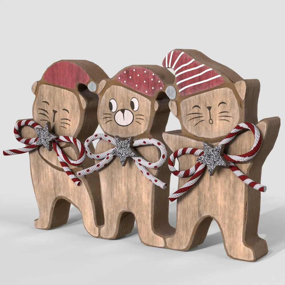 Christmas Wooden Cats