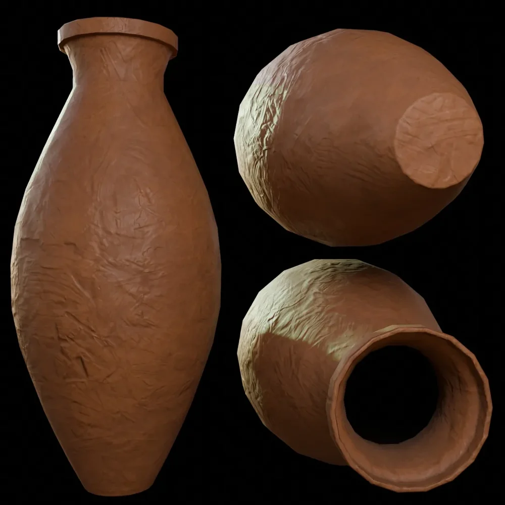 Wide Oval Clay Vase
