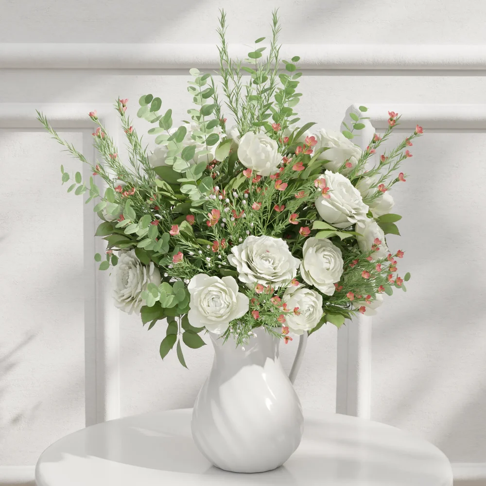 White Rose Vase