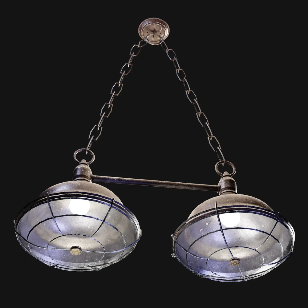Old Industrial Pendant Light Duo