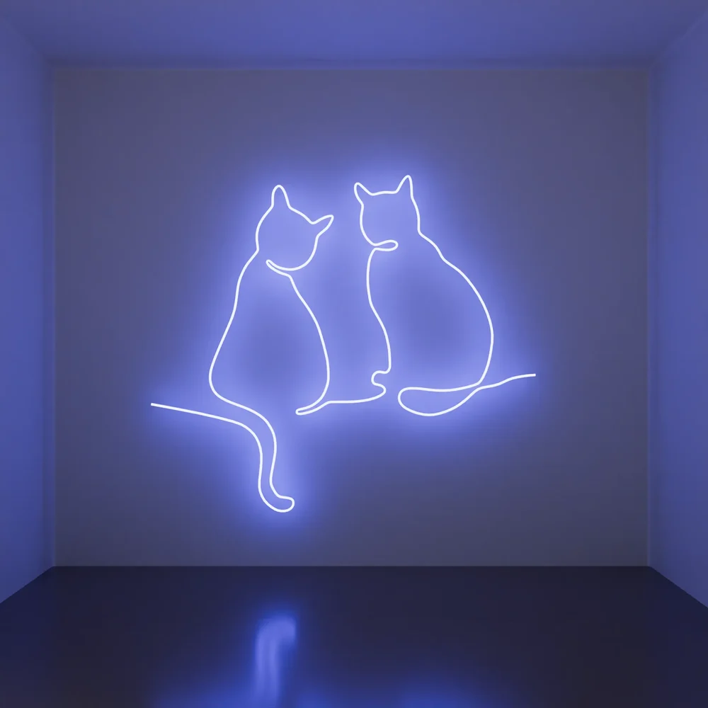 Blue Cat Led On The Wall