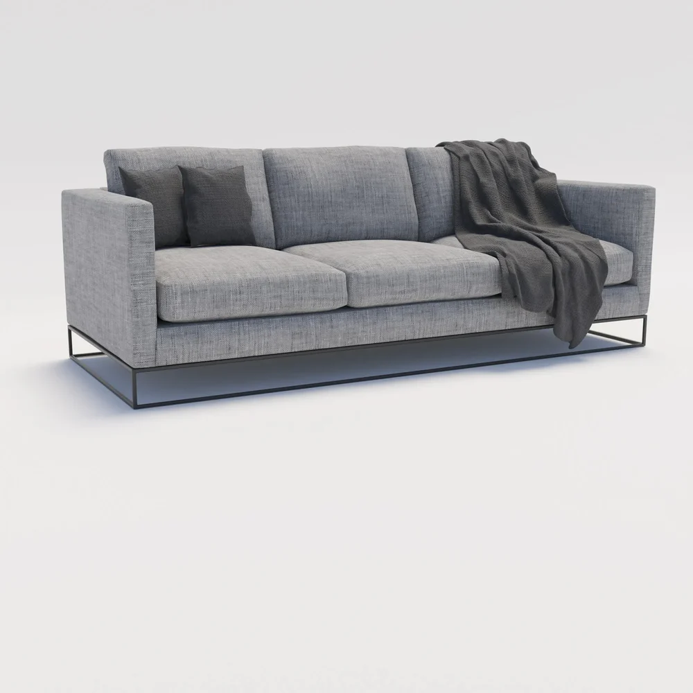 Sofa Or Couch With Pillows And Blanket