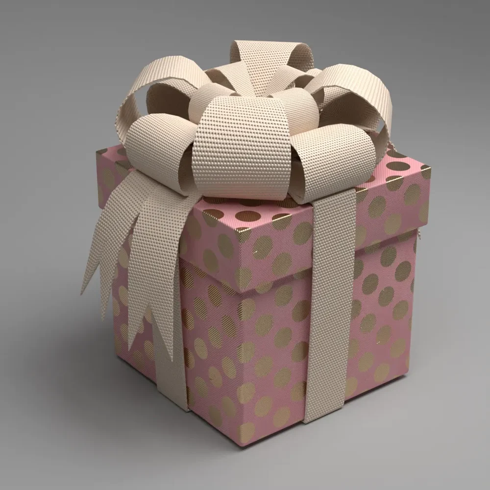 Gift Box Pink Polkadot With Ribbon - Surprise Present For Celebration
