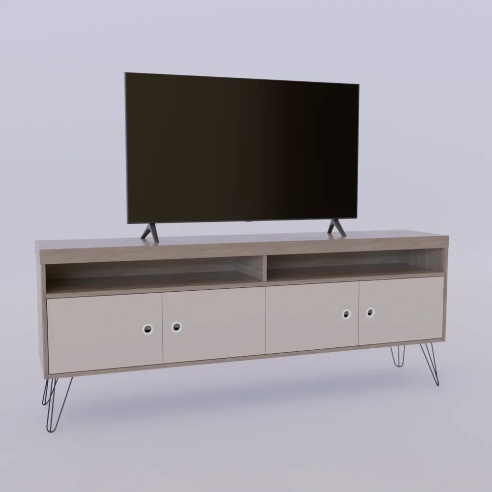 Wood And Cream Tv Stand.