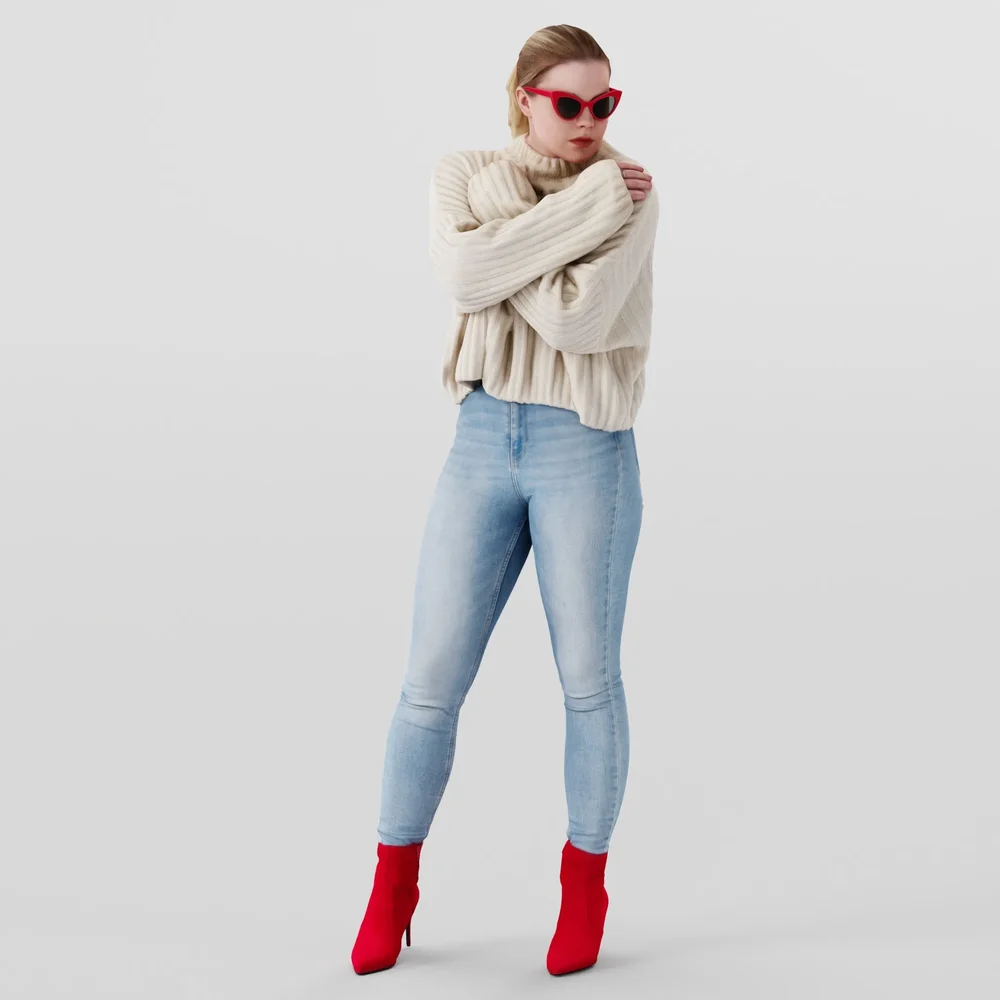 Chilly Days Vibrant Chic Standing Girl
