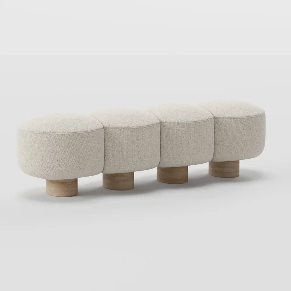 Travertine And Bouclette Bench
