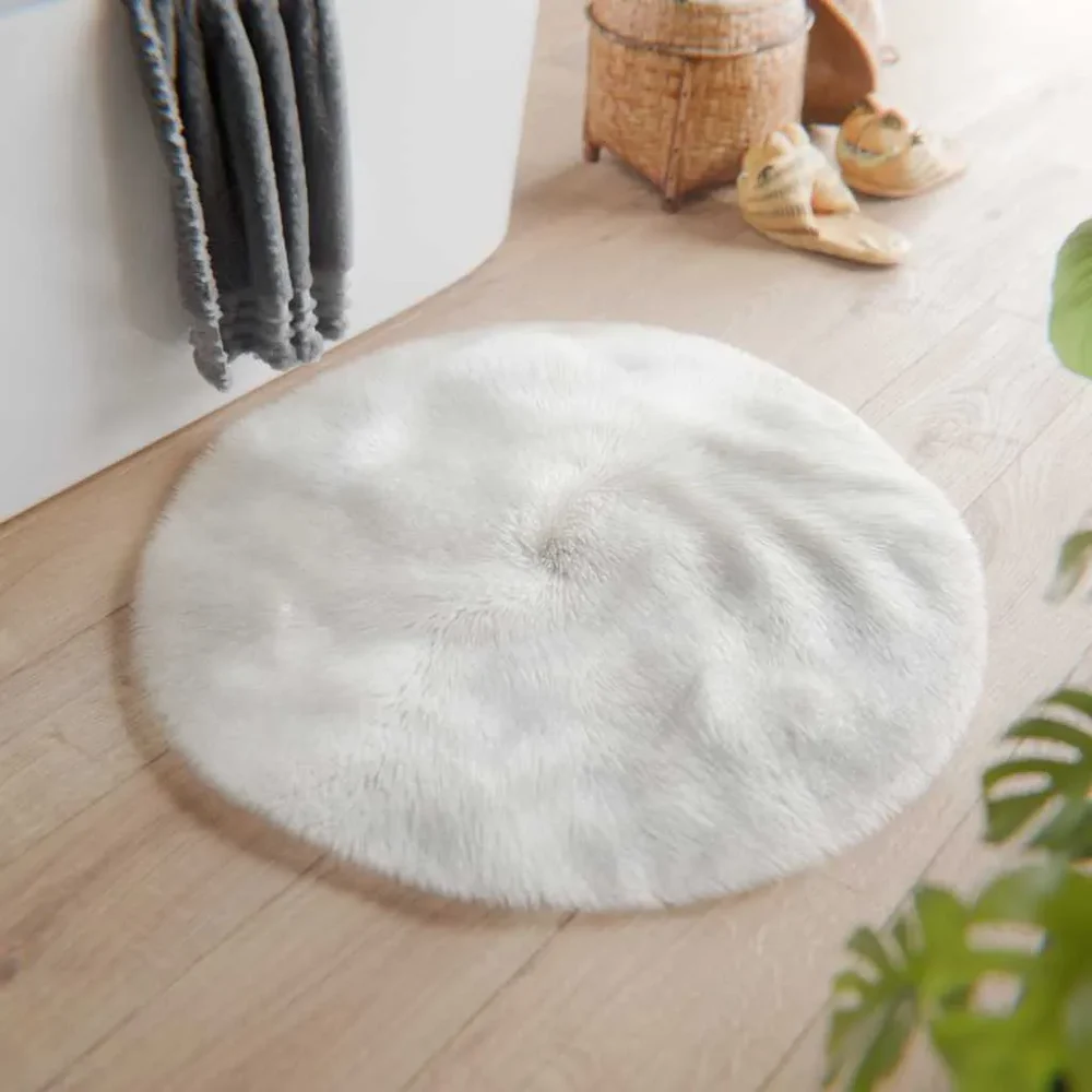 White Fur Bathmat