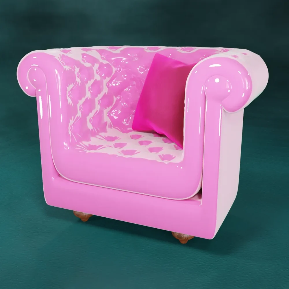 Pink Glossy Chesterfield Armchair