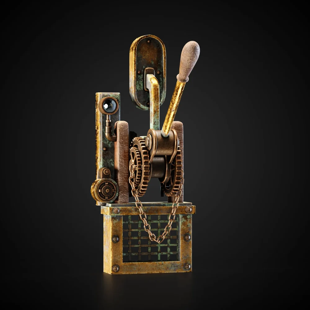 Mechanical Lever Game-Ready + 4k Textures | Blenderkit Series