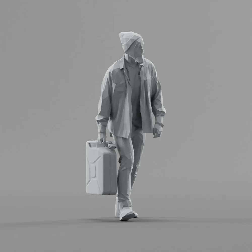 Lowpoly Male With Jerrycan
