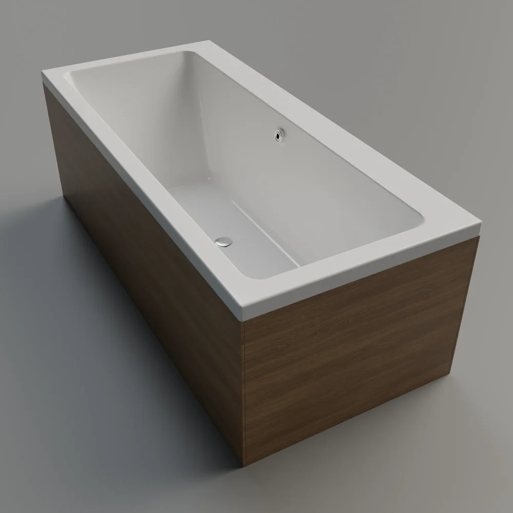 Rectangular Brushed Oak Bathtub