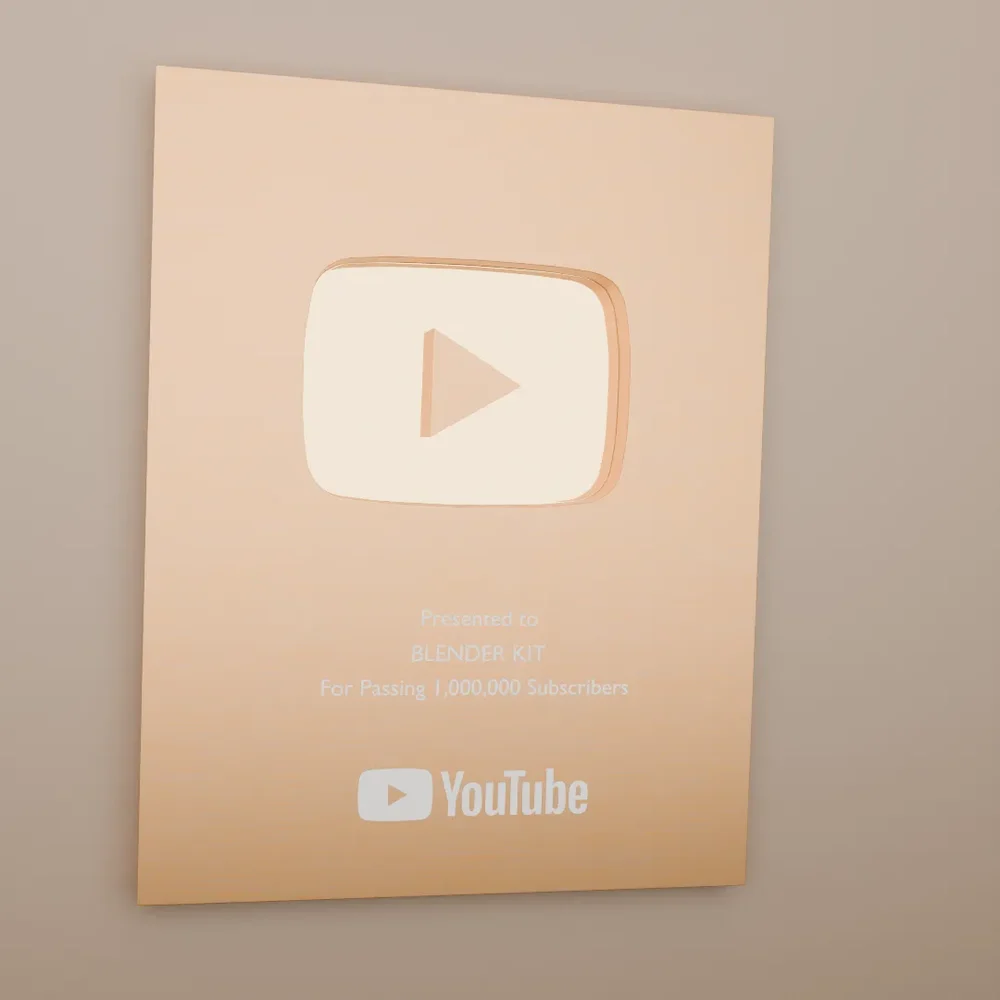 Youtube Gold Play Button Text Editable