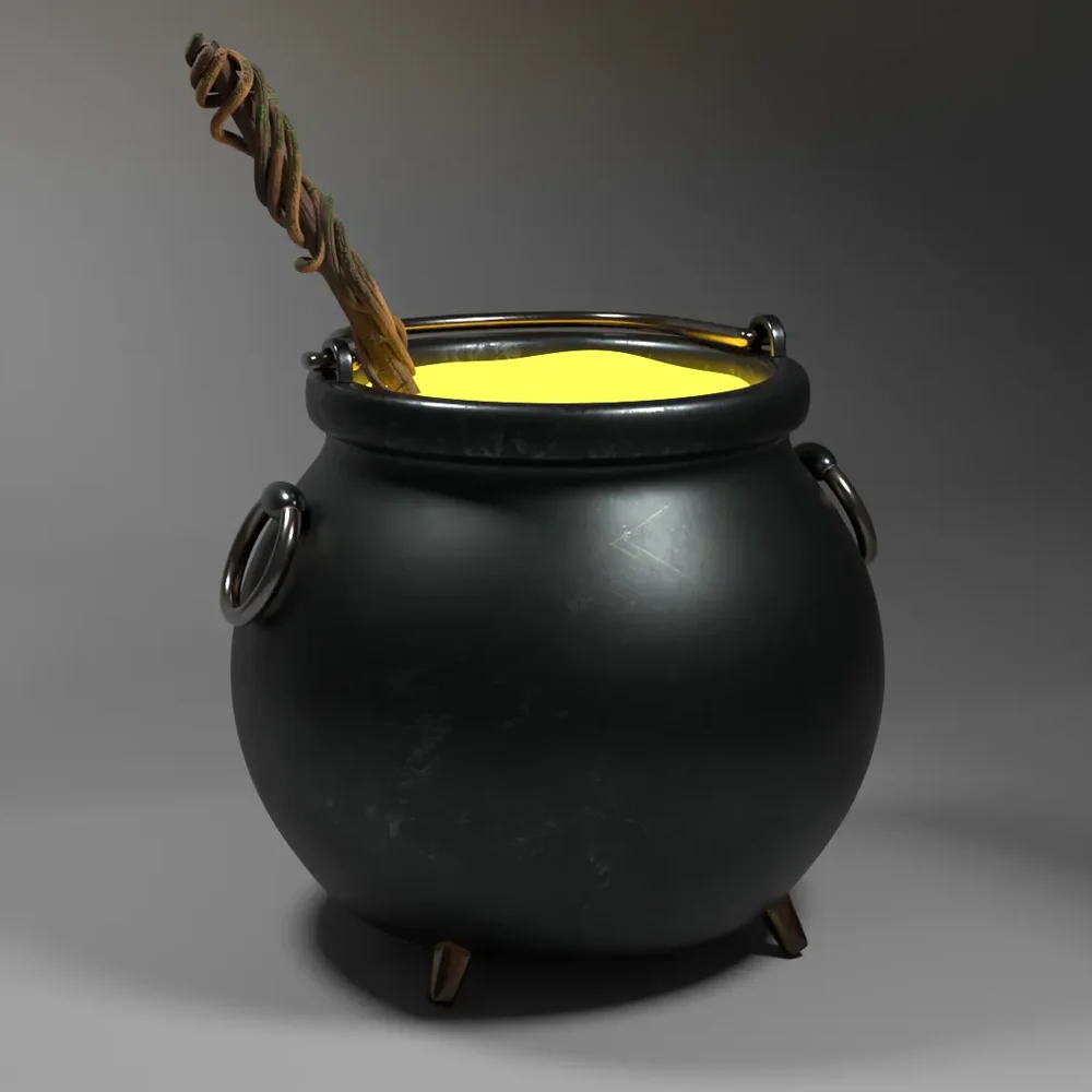 Magical Witch Pot - Cauldron With Wooden Stirring Stick