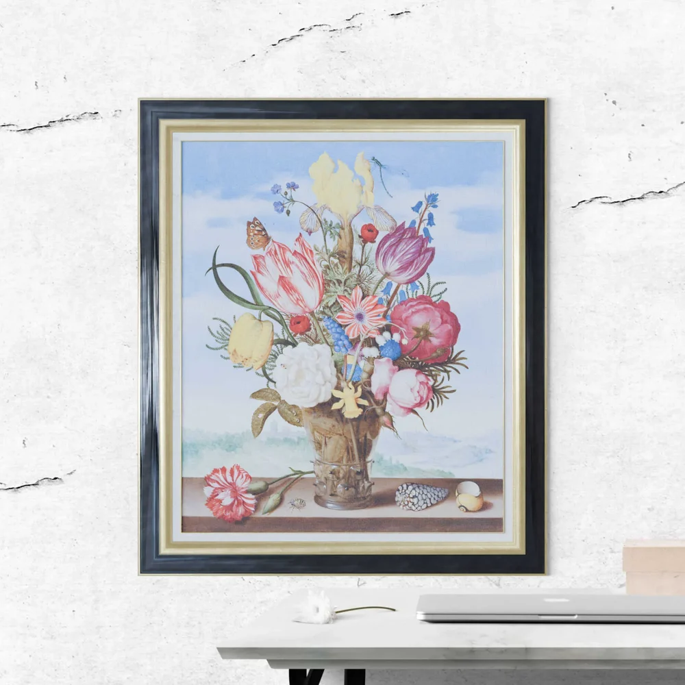 Flower Painting With Gold Frame