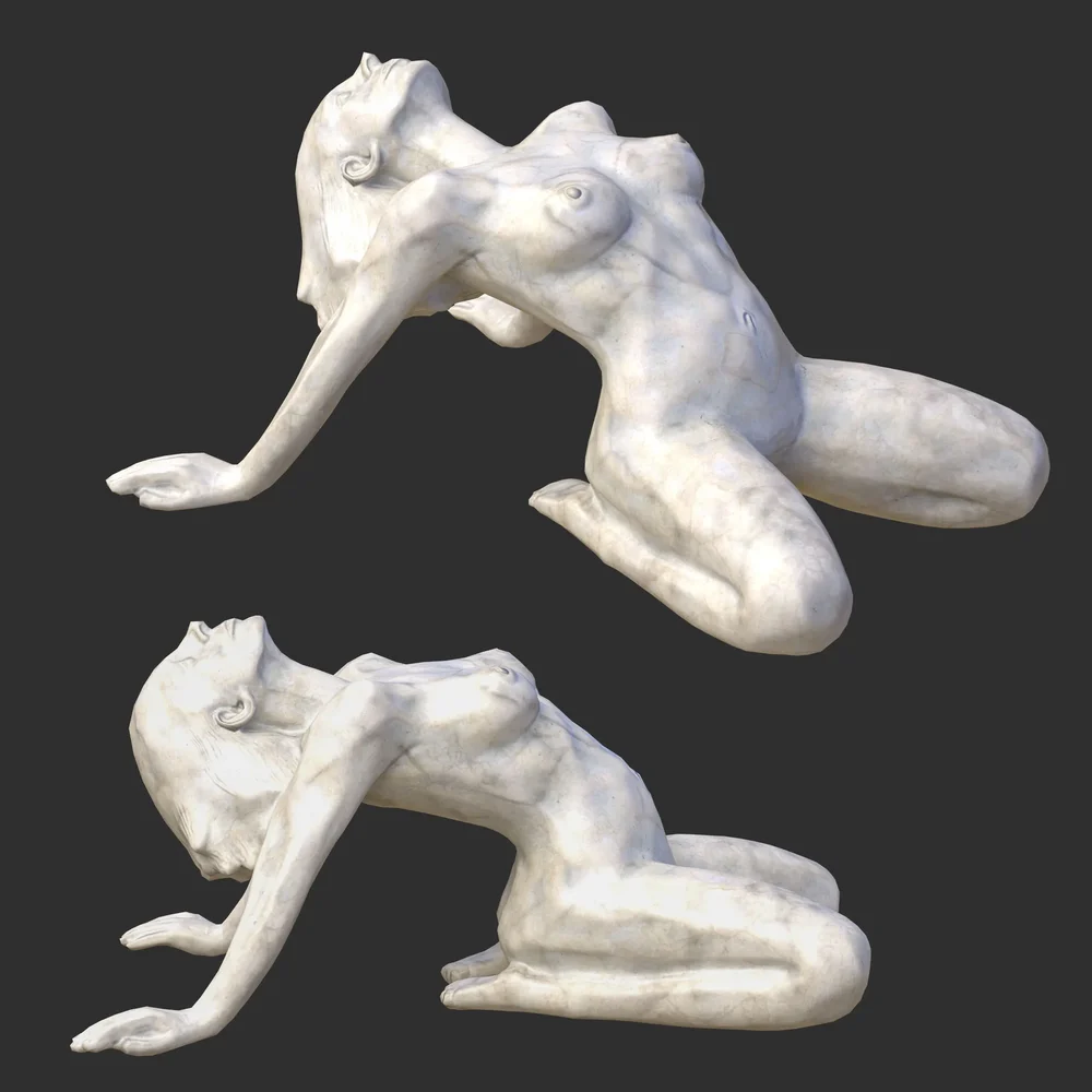 Expressive Female Statue White Marble