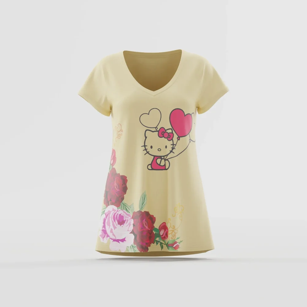 Balloons & Rose Bouquet V-Neck Shirt