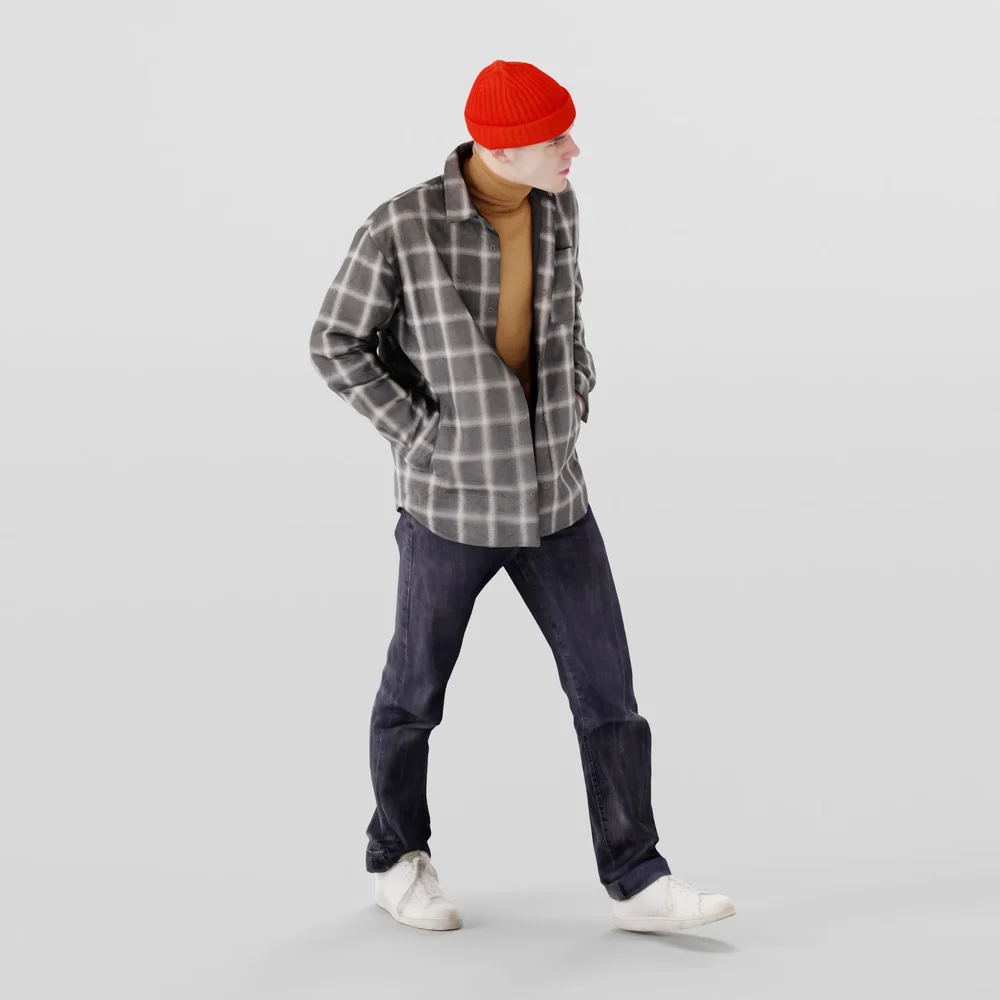 Guy In The Plaid Shirt Walking