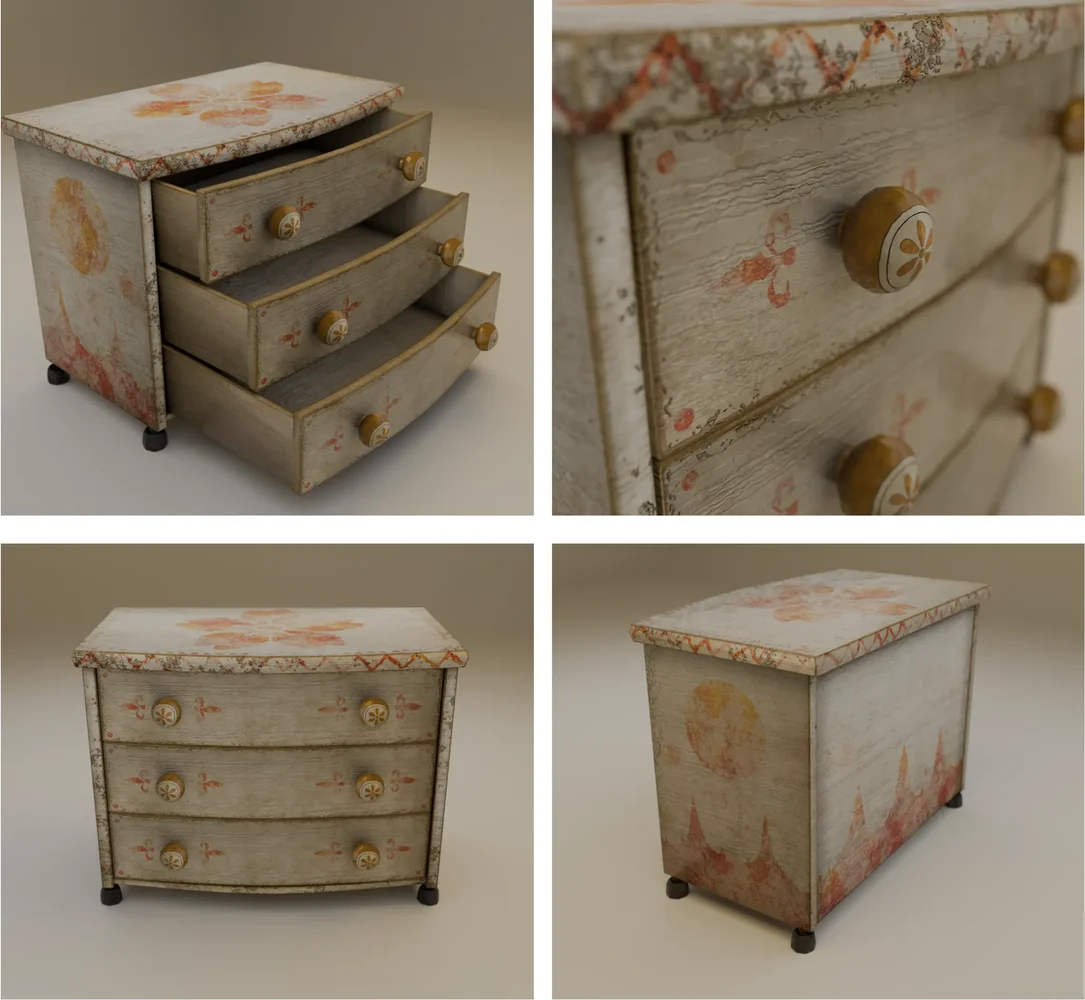 Old Realistic Childish Drawer