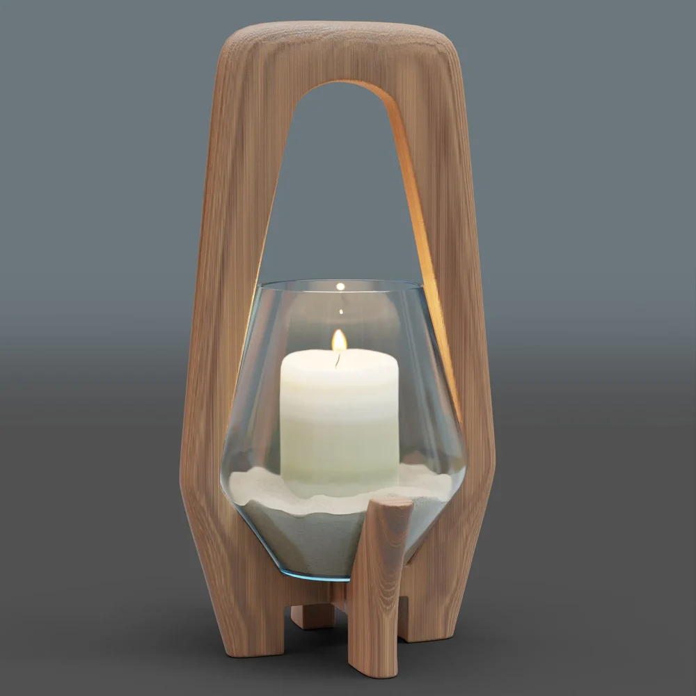 Wood And Glass Vase