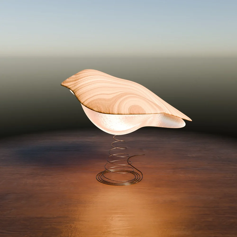 Wooden Bird Shaped Lamp (Animated)