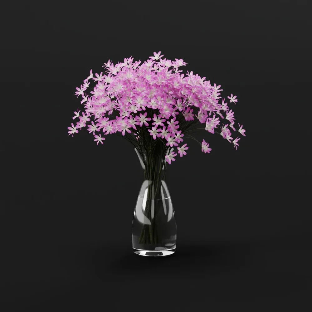 Pink Wildflower Glass Vase