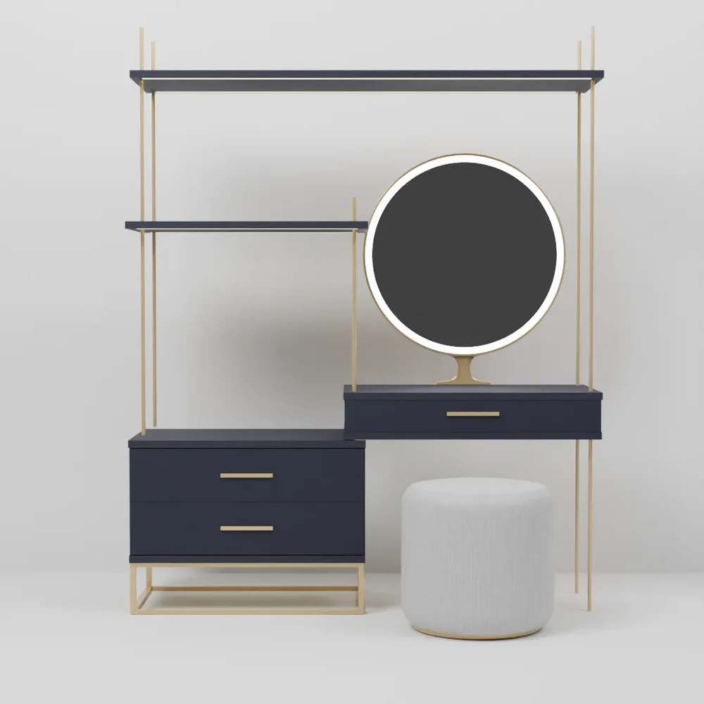 Brass Navy Blue Dressing Table