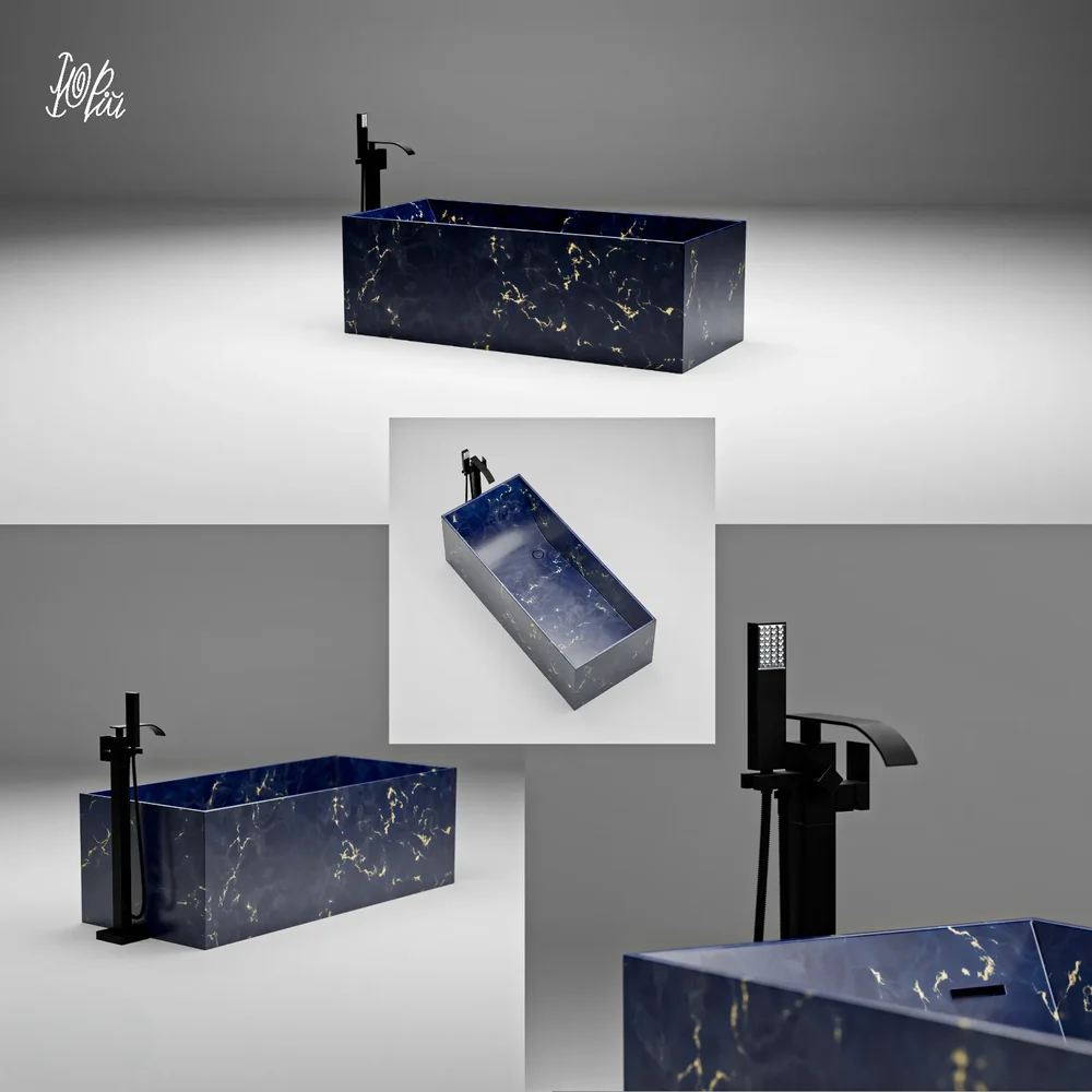 Bathtub Marble + Tub Filler Set