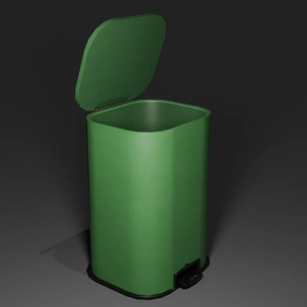 Plastic Step Trash Can (Dark Green)