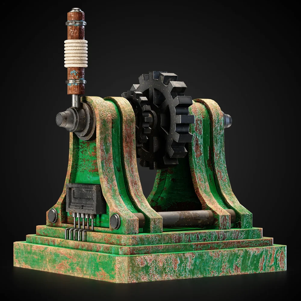 Mechanical Lever Game-Ready + 4k Textures | Blenderkit Series