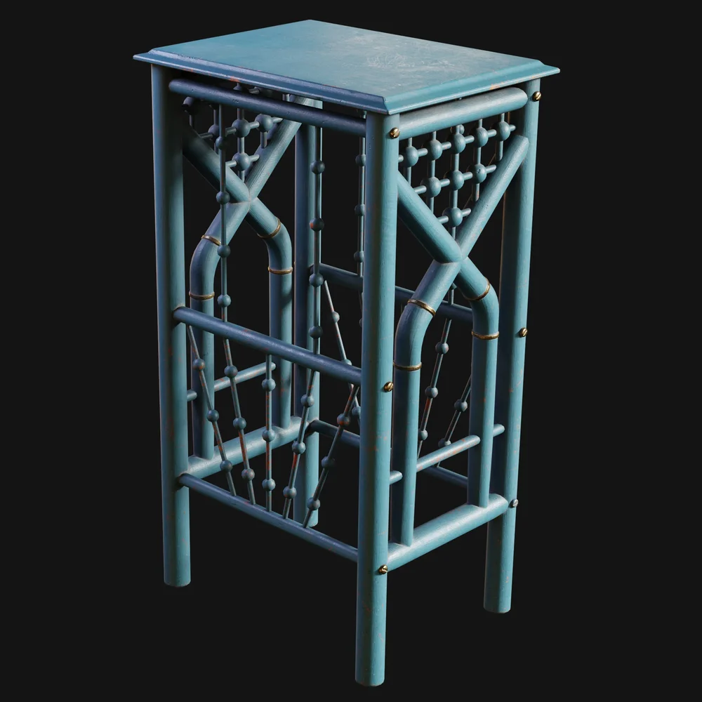 1800s Stick And Ball End Table Painted