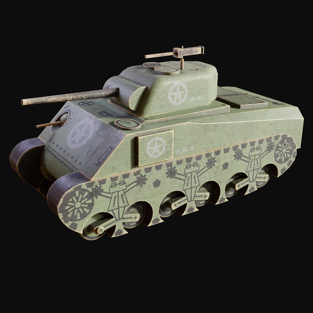 Wooden Toy Sherman Tank