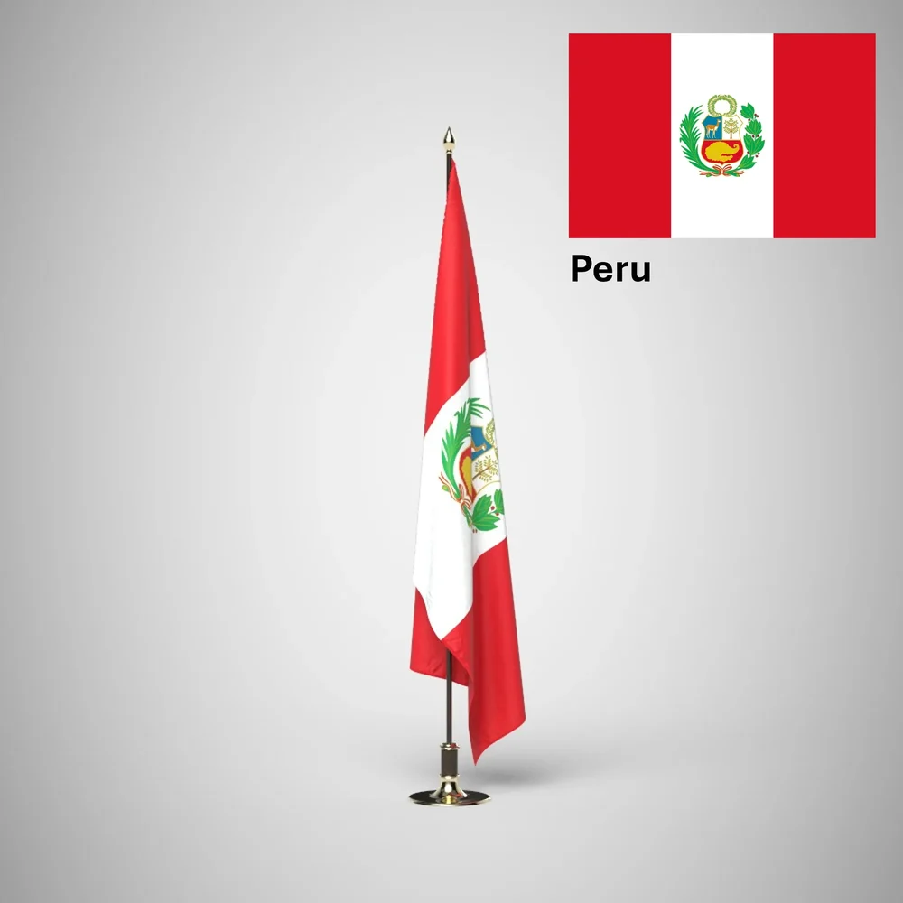 Peru Ceremonial Flag On Stand
