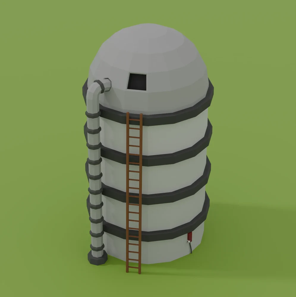 Low Poly Farm Silo