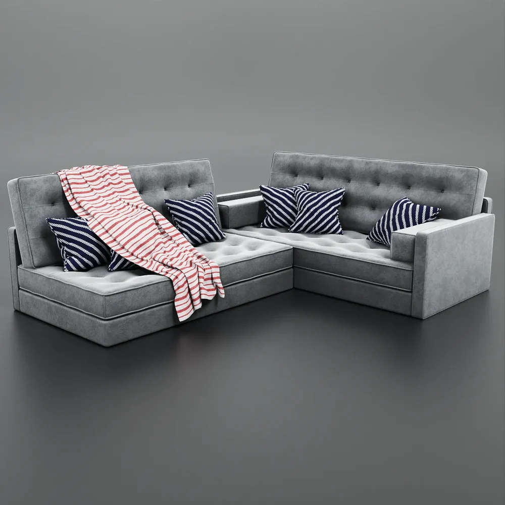 Couch With Pillows And Blanket