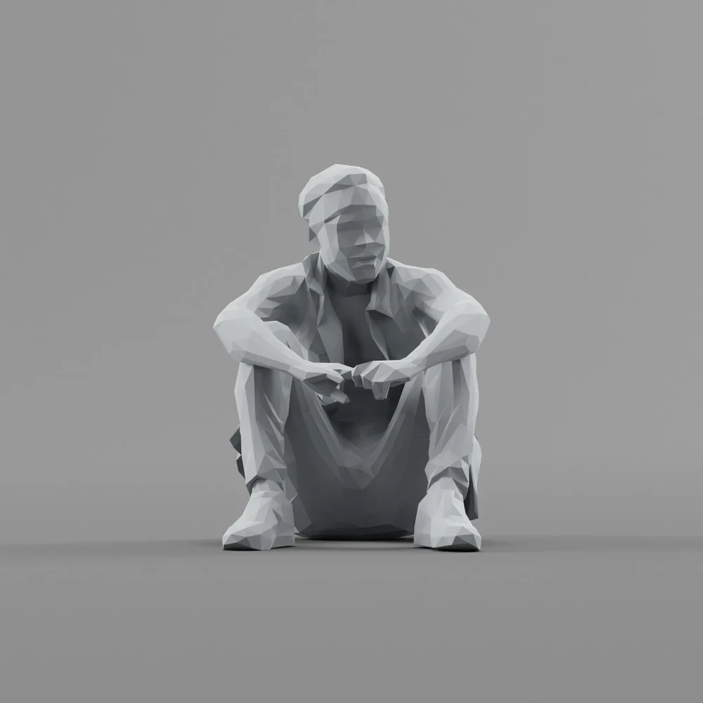 Lowpoly Male Sitting On Ground