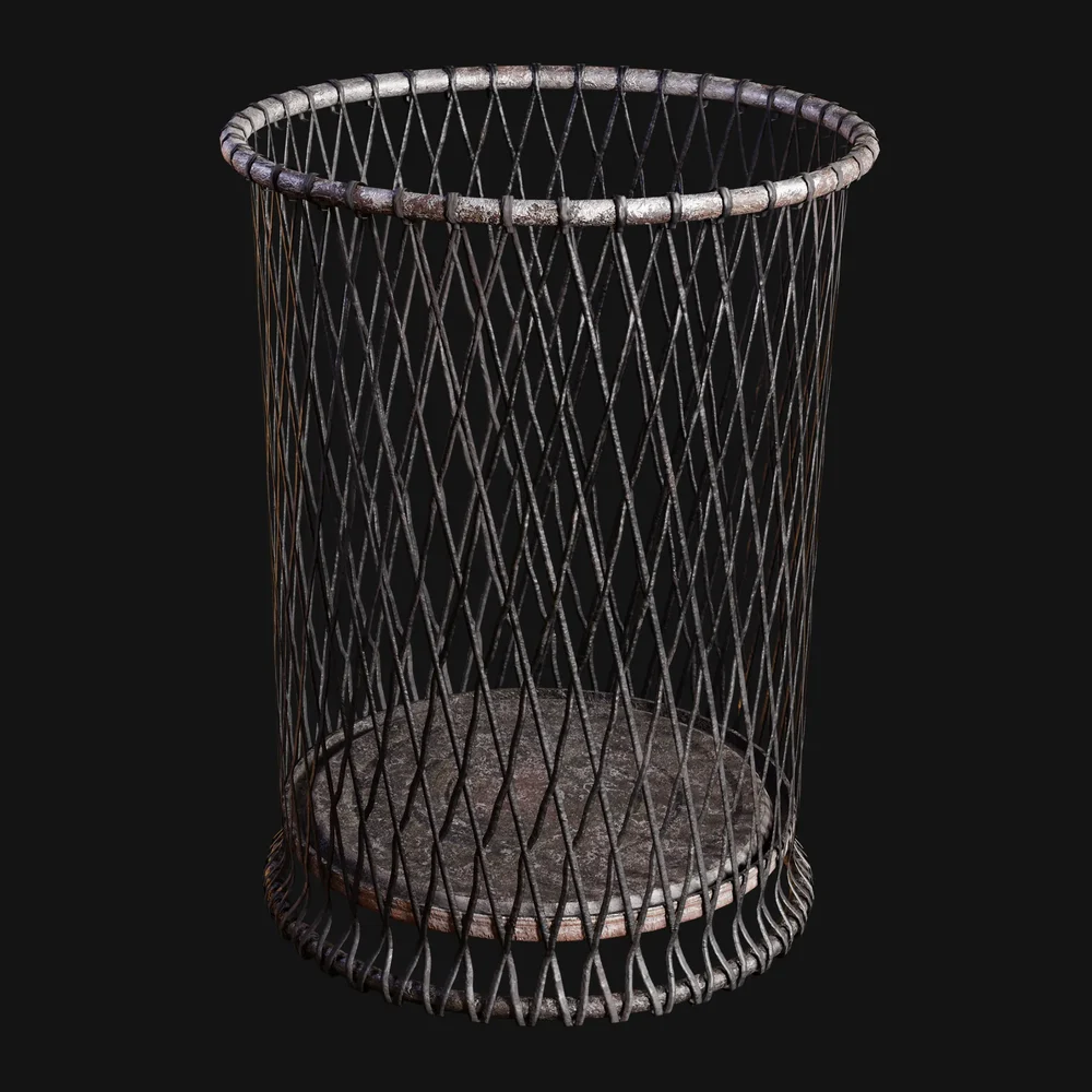 Office Metal-Mesh Wastebasket Black