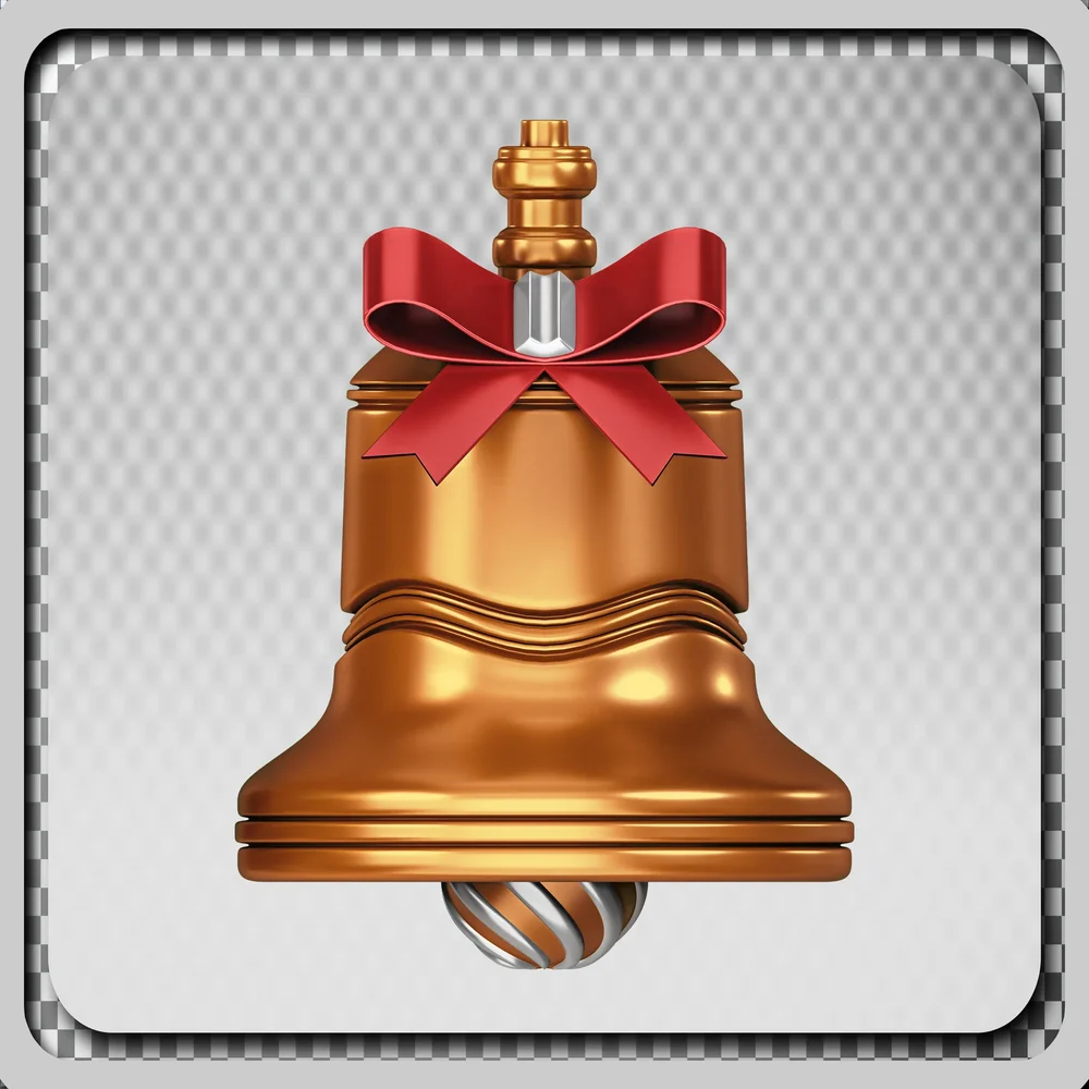 Christmas Bell Icon With Ribbon