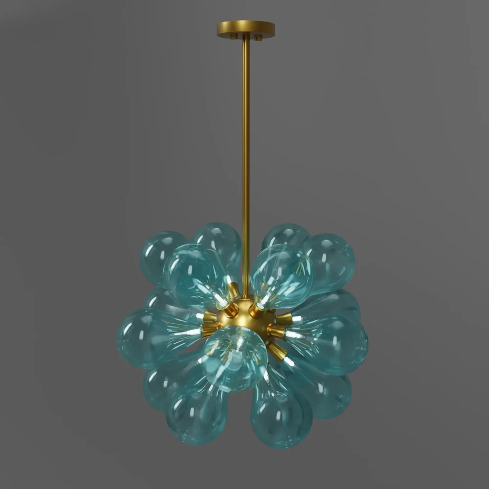 Blue And Gold Crystal Ceiling Lamp