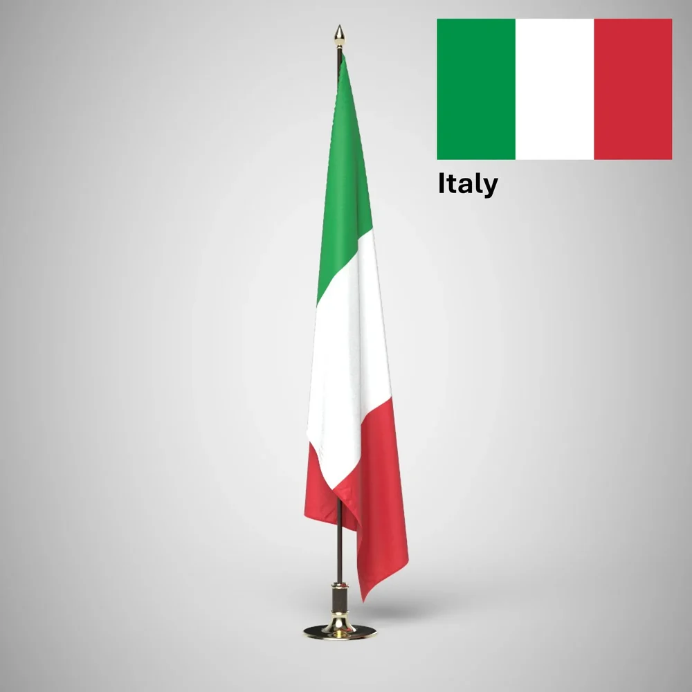 Italy Ceremonial Flag On Stand