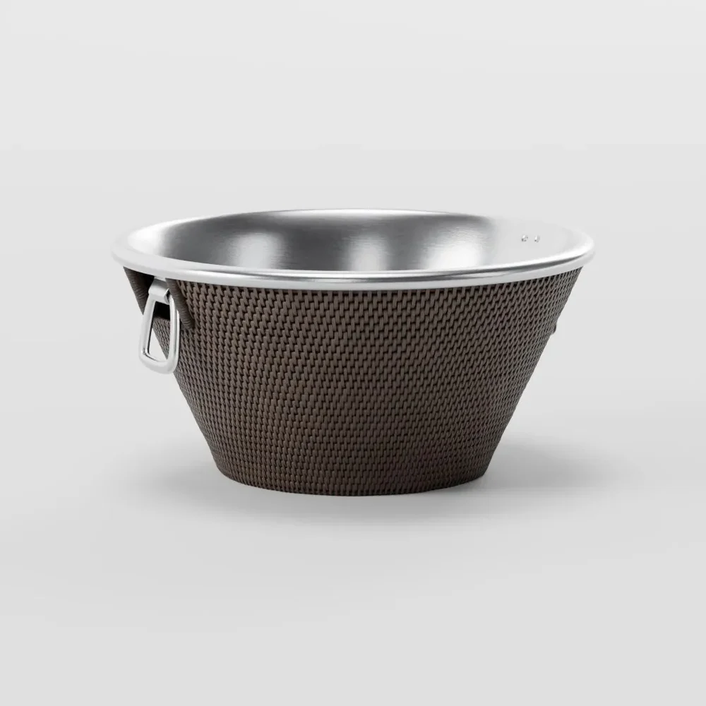 Woven Plastic Bowl With Metal Handles