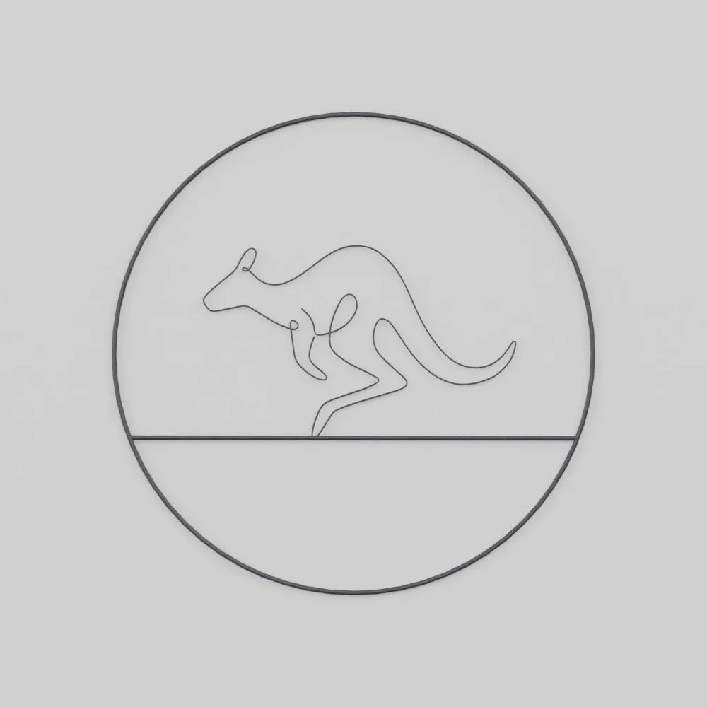 Kangaroo Wall Metal Rod Sculpture