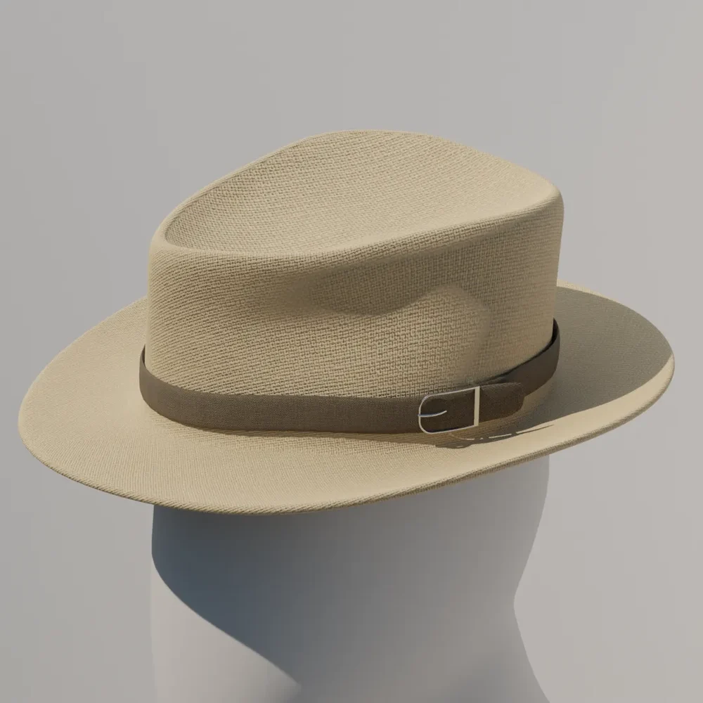 Brown Fedora Felt Hat With Brown Strap