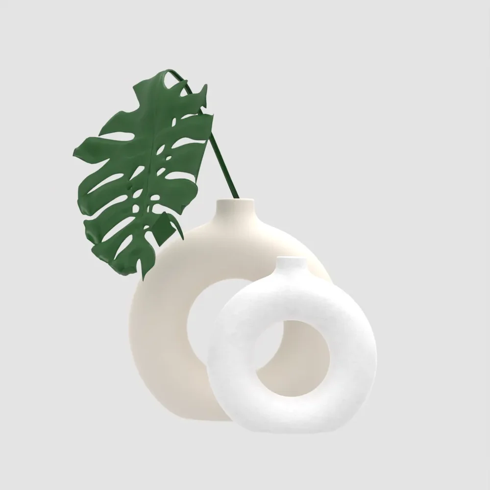 Monstere On Beige Donut Vase