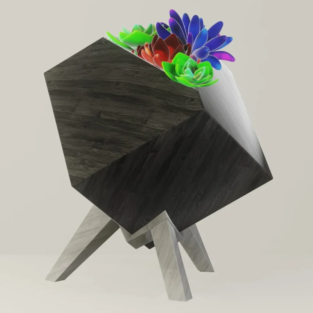 Succulents In Isometric Cube Planter